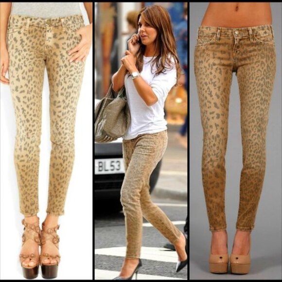 NWT New $257 Current/Elliott Stiletto Amber Leopard Skinny Jean Size 28'' - Picture 2 of 11